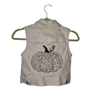 Upcycled One of a Kind Embroidered Pumpkin Jean Vest by StacyElizabeth Kids M...